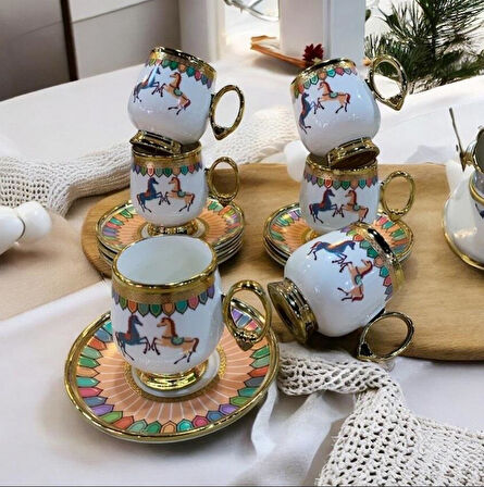 Royking Cavallo 6 lı Kahve Fincan Takımı TURUNCU BKY 005