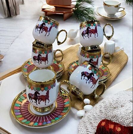 Royking Cavallo 6 lı Kahve Fincan Takımı PEMBE BKY 005