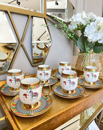 Royking Cavallo 6 lı Kahve Fincan Takımı GRİ BKY 005