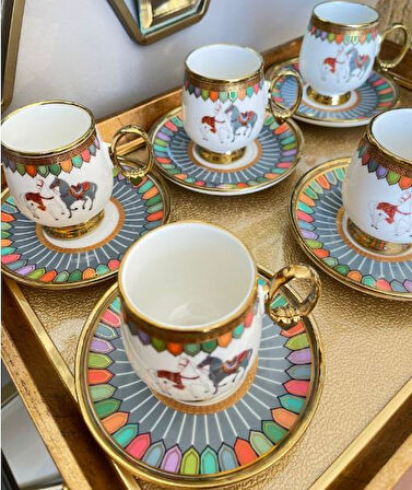 Royking Cavallo 6 lı Kahve Fincan Takımı GRİ BKY 005
