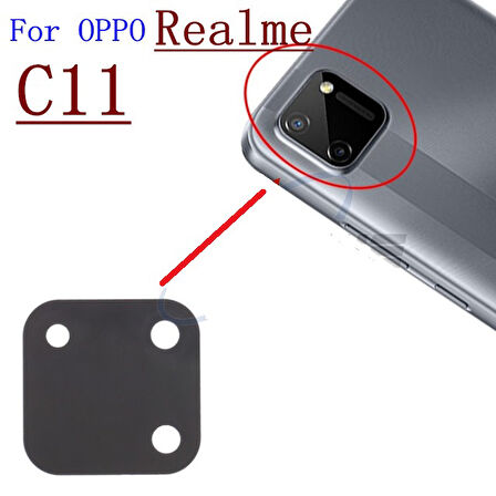 Tkgz Oppo Realme C11 Arka Kamera Camı Lens Yapışkanlı