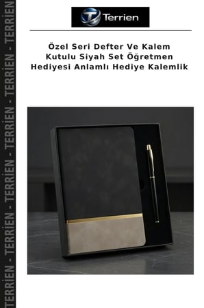 Özel Seri Defter Ve Kalem Kutulu Siyah Set Öğretmen Hediyesi Anlamlı Hediye Kalemlik