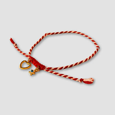Uretti - Buket 8636 - El İşi Kalp Ve Yıldız Aksesuarlı Marteniçka Bileklik 23cm -Beyaz