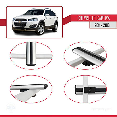 Chevrolet Captiva 2011-2015 Arası ile Uyumlu BASIC Model Ara Atkı Tavan Barı Gri 2 Adet