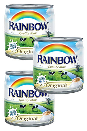 Rainbow Quality Milk Orijinal Evaporated Milk (Buharlaştırılmış Süt) 170 Gr x3 Adet 