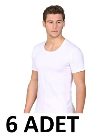 Berrak 1002 2XL-60 6 ADET Erkek Pamuk Kısa Kol Açık Yaka Erkek Fanila Atlet