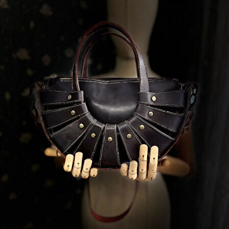 CARIDEA El Yapımı Hakiki Deri Bayan Çanta, Clutch, El Omuz Çantası v50