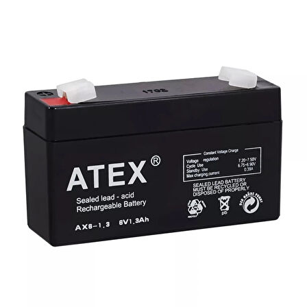 AKÜ 6 VOLT 1.3 AMPER ATEX AKÜ ( 98 X 25 X 52 MM ) (4533)