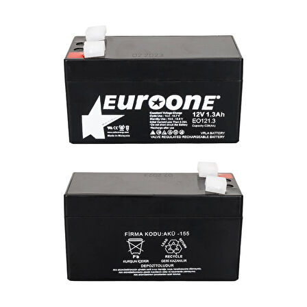 EUROONE EO121.3 12 VOLT - 1.3 AMPER AKÜ (96 X 42 X 52 MM) (4533)