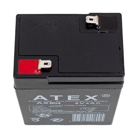 ATEX AX-604 AKÜ 6 VOLT - 4 AMPER IŞILDAK AKÜSÜ (70 X 48 X 101 MM) (4533)