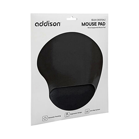 ADDISON 300521 LÜKS MOUSE PAD BİLEKLİKLİ SİYAH (4533)