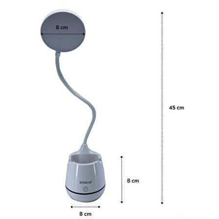 Kalemlikli Telefon Tutacaklı Şarjlı Dokunmatik 3 Mod Esnek Başlıklı Dimmerli LED Masa Lambası (4533)