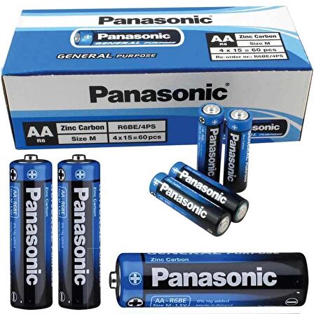 PANASONIC MANGANEZ AA KALEM PİL 60LI PAKET FİAT (R6BE/4PS) (4533)