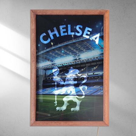 Veraart Işıklı Pleksi Futbol Temalı Sürpriz Tablo Chelsea FC Dekoratif Ayaklı Biblo