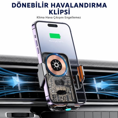 15W Kablosuz Araç Şarj Cihazı Otomatik Sensörlü Telefon Tutucu Magsafe Uyumlu
