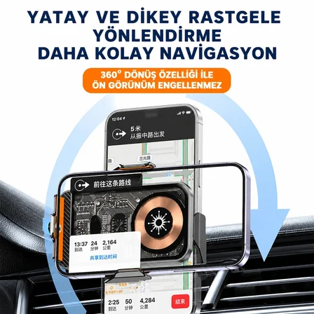 15W Kablosuz Araç Şarj Cihazı Otomatik Sensörlü Telefon Tutucu Magsafe Uyumlu