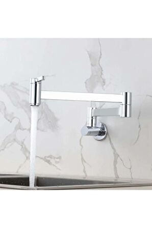 Mutfak Ocak Üstü Musluk Pot Yeni Model Krom Renk Ithal 5 Yıl Garantili