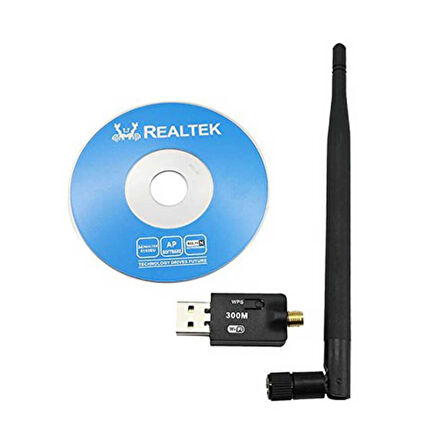 300Mbps Wireless USB WiFi Adaptör Dongle 5dBi Anten Network LAN