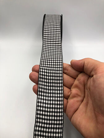 5 Metre Ekose kurdele Dama desen ( 4 cm genişlik ) Yılbaşı Kurdele, Süsleme Dekoratif Hediye Paketi