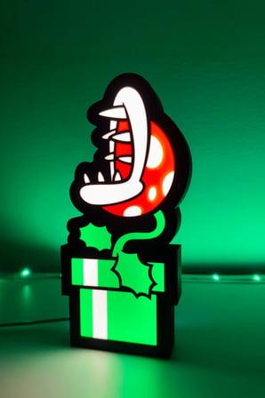 Super Mario Pirana Bitkisi Tasarımlı Dekoratif Aydınlatma (25x13cm)