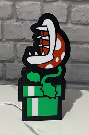 Super Mario Pirana Bitkisi Tasarımlı Dekoratif Aydınlatma (25x13cm)