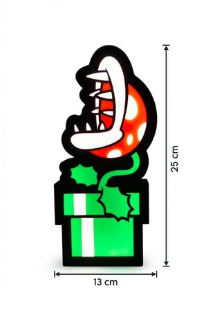 Super Mario Pirana Bitkisi Tasarımlı Dekoratif Aydınlatma (25x13cm)