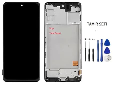 Tkgz - Samsung Galaxy M31S - SM-M317 Uyumlu Lcd Ekran Dokunmatik Wandey Servis Lcd Full Çıtalı + Tamir Kiti