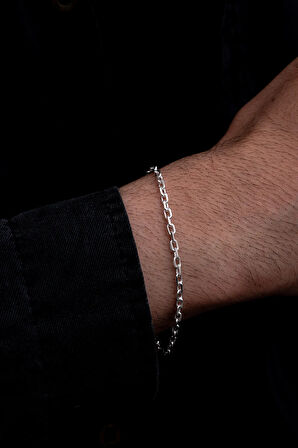 Erkek Gümüş Bileklik - 3 mm Forse Zincir Gümüş Bileklik