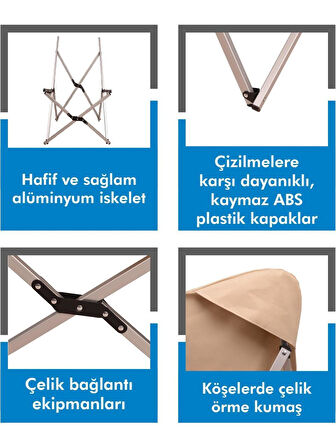 Everest  Alüminyum Katlanabilir Kamp Sandalyesi Siyah