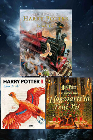 Harry Potter 3 Kitap Koleksiyon Seti ( Felsefe Taşı & Hogwarts’ta Yeni Yıl & Sihir Tarihi ) Ciltli Resimli Özel Baskı