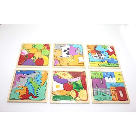 1 Adet Puzzle Ahşap Kutulu Figürlü Yapboz