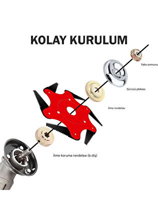Özel 6 Bıçaklı 6T Manganeseli Çelik Çim Biçme Tırpan Ucu Aparat Bıçağı