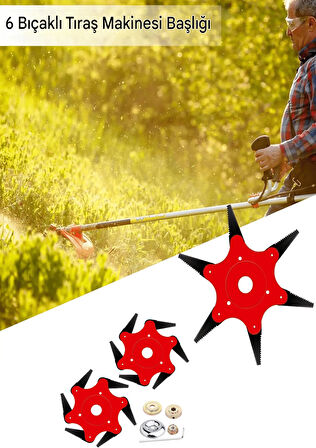 Özel 6 Bıçaklı 6T Manganeseli Çelik Çim Biçme Tırpan Ucu Aparat Bıçağı