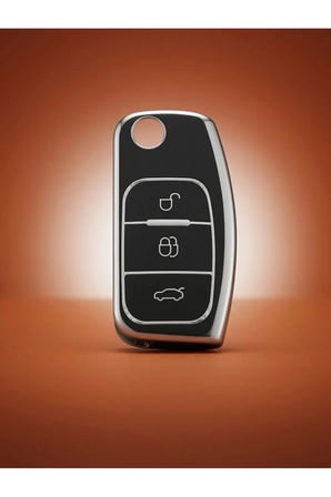 Ford Focus Fiesta Connect 2004 Sustalı Siyah Oto Anahtar Kumanda Kabı Kılıfı