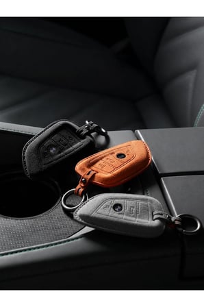 BMW F1 2 3 5 7 8 Serisİ G20 G30 G60 Lüks Anahtar Kılıfı Lacivert Alakantra