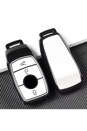 Mercedes Benz 2017-2020 Arası Fbs4 Tip Beyaz/Gri TPU Lüx Anahtar Kumanda Kabı Kılıfı