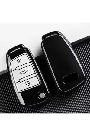 Audi A1 A3 8p 81 A4 A5 B6 B7 B8 A6 A7 C5 C6 4f Q3 Q5 Q7 sustalı LÜX Anahtar Koruma Kılıfı Gri / Beyaz