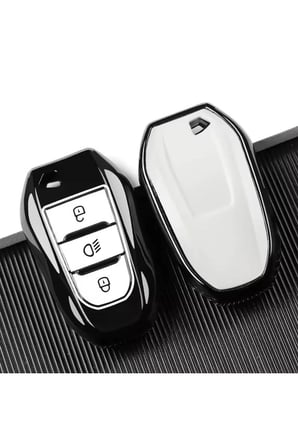 Peugeot 2008 3008 5008 Citroen Smart Anahtar Kılıfı Premium Nano TPU Yüksek Kalite Kumanda Koruyucu Siyah (Start-Stop)