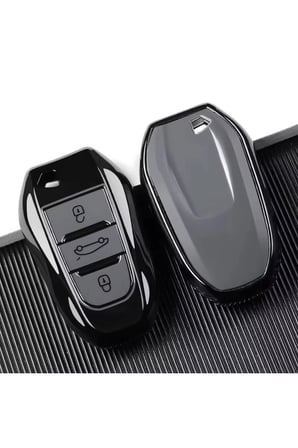 Peugeot 2008 3008 5008 Citroen Smart Anahtar Kılıfı Premium Nano TPU Yüksek Kalite Kumanda Koruyucu Siyah (Start-Stop)