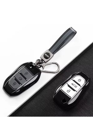 Peugeot 2008 3008 5008 Citroen Smart Anahtar Kılıfı Premium Nano TPU Yüksek Kalite Kumanda Koruyucu Siyah (Start-Stop)