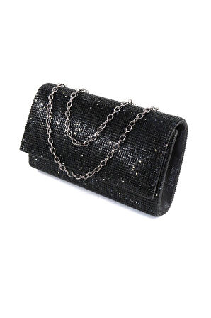 Taşlı siyah abiye çanta. Clutch siyah taşlı gece çantası. Abiye çanta siyah. Siyah abiye çantası.