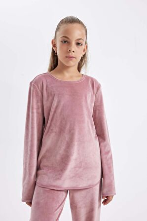 Kız Çocuk Regular Fit Polar Uzun Kollu Üst Uzun Alt Pijama Takımı