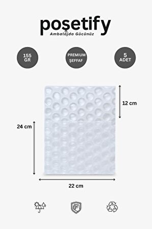 Premium Büyük Balonlu Torba 22 x 24 + 12 CM | 5’li Set | Kalın Malzeme | Koruyucu Ambalaj Poşeti