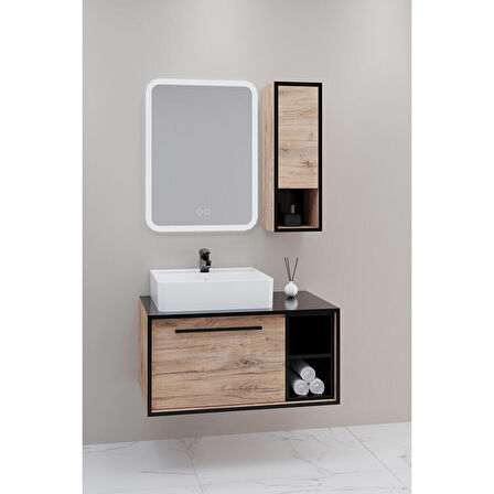 ENERGY 90 CM BEYAZ LAVABOLU BANYO DOLABI - BOY DOLAP HARİÇ