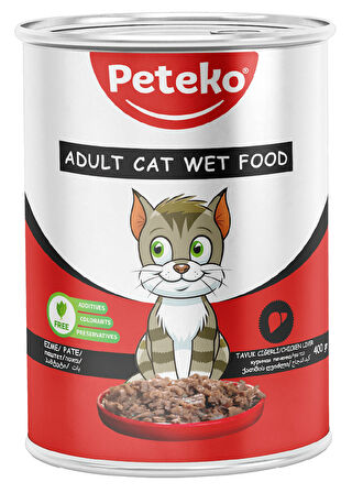 PETEKO 12 ADET PATE YETİŞKİN KEDİ YAŞ MAMASI TAVUK CİĞERLİ