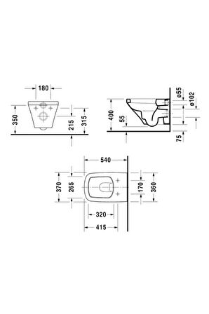 Durastlye Rimless Asma Klozet 45383900A1, Duravit Yavaş Kapak