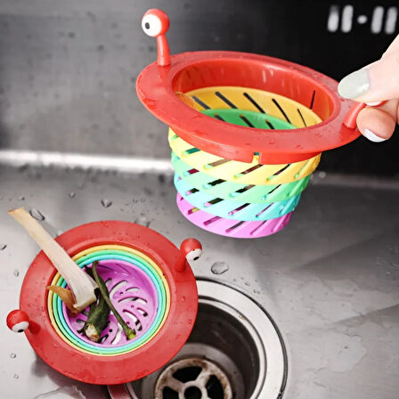 Lavabo Süzgeci Renkli 6 Kademeli Mutfak Gider Tıpası Lavabo Süzgeci