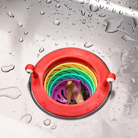 Lavabo Süzgeci Renkli 6 Kademeli Mutfak Gider Tıpası Lavabo Süzgeci