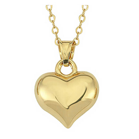 himarry 925 Ayar Gümüş Küçük 3 Boyutlu Gold Kalp Kadın Kolye