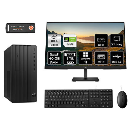 HP PRO TOWER 290 G9 MW9ESD688 i5 13500 40GB RAM 1TB SSD GTX1650 4GB 21.5" W11H MASAÜSTÜ PC